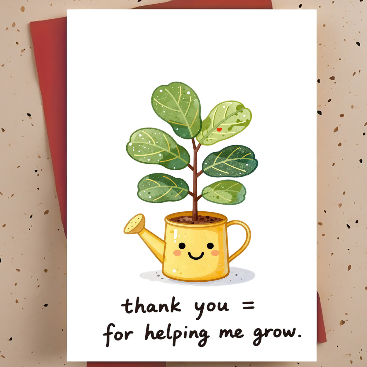 Plant Parent - 先生、指導者、親のための甘くて温かい感謝カード 1 枚 - かわいい鉢植えの植物を手描きした漫画風の感謝カード