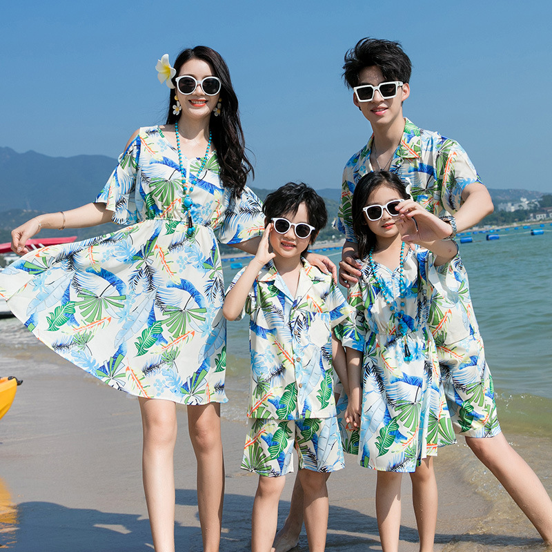 Plant Parent Clothing - 家族全員のビーチウェア,カップルのバケーションウェア,親子の服,娘,お母さん,リゾートドレス,息子,お父さん,2個セット