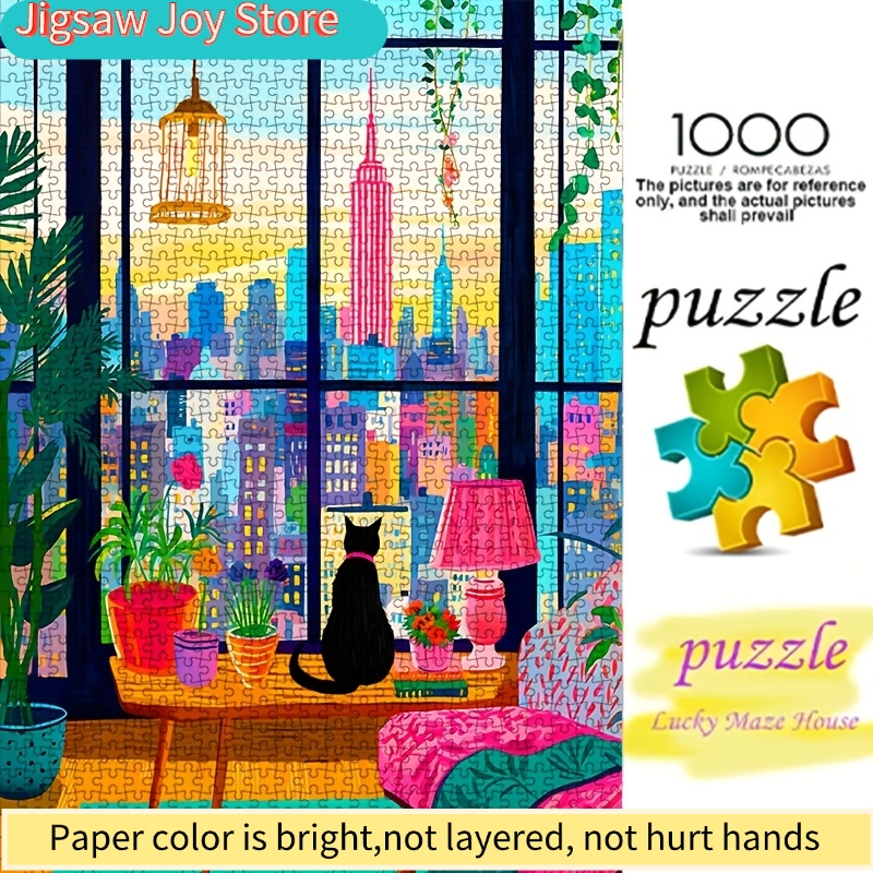 DIYペーパーパズル、ニューヨーク市の夜景、猫、鉢植え、高品 - Plant Parent のレビューと価格