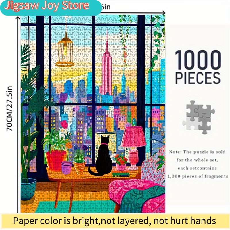 DIYペーパーパズル、ニューヨーク市の夜景、猫、鉢植え、高品 - Plant Parent のレビューと価格
