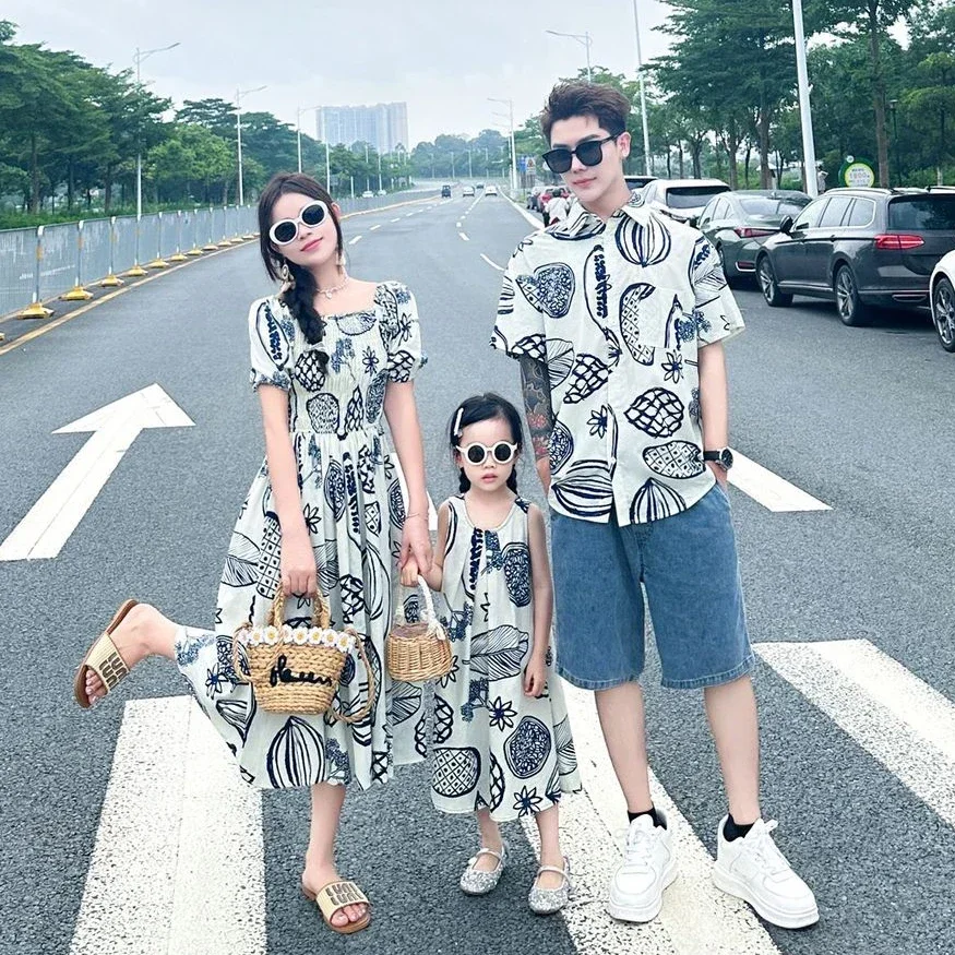 女性スモックドレス韓国姉妹家族服ママ娘兄弟服親子ドレスお父さ - Plant Parent Clothing のレビューと価格