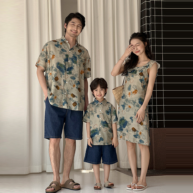 休暇地カップルルック家族お揃い服親子コーデママ娘ドレスパパ息 - Plant Parent Clothing のレビューと価格